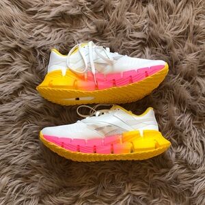 Reebok Floatzig White Pink and Yellow Athletic Sneakers